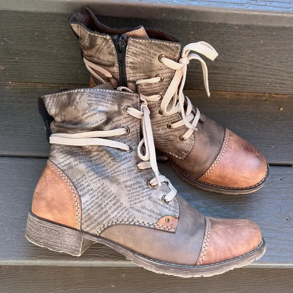 RIEKER BROWN TAN COMBAT BOOTS SIZE 39 NEW - Picture 11 of 11